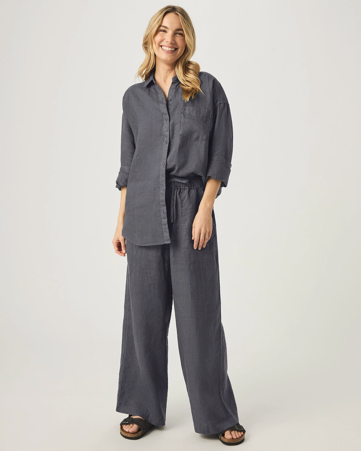 Splendid | Stella Linen Button Down - Ink