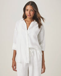 Splendid | Stella Linen Button Down - White