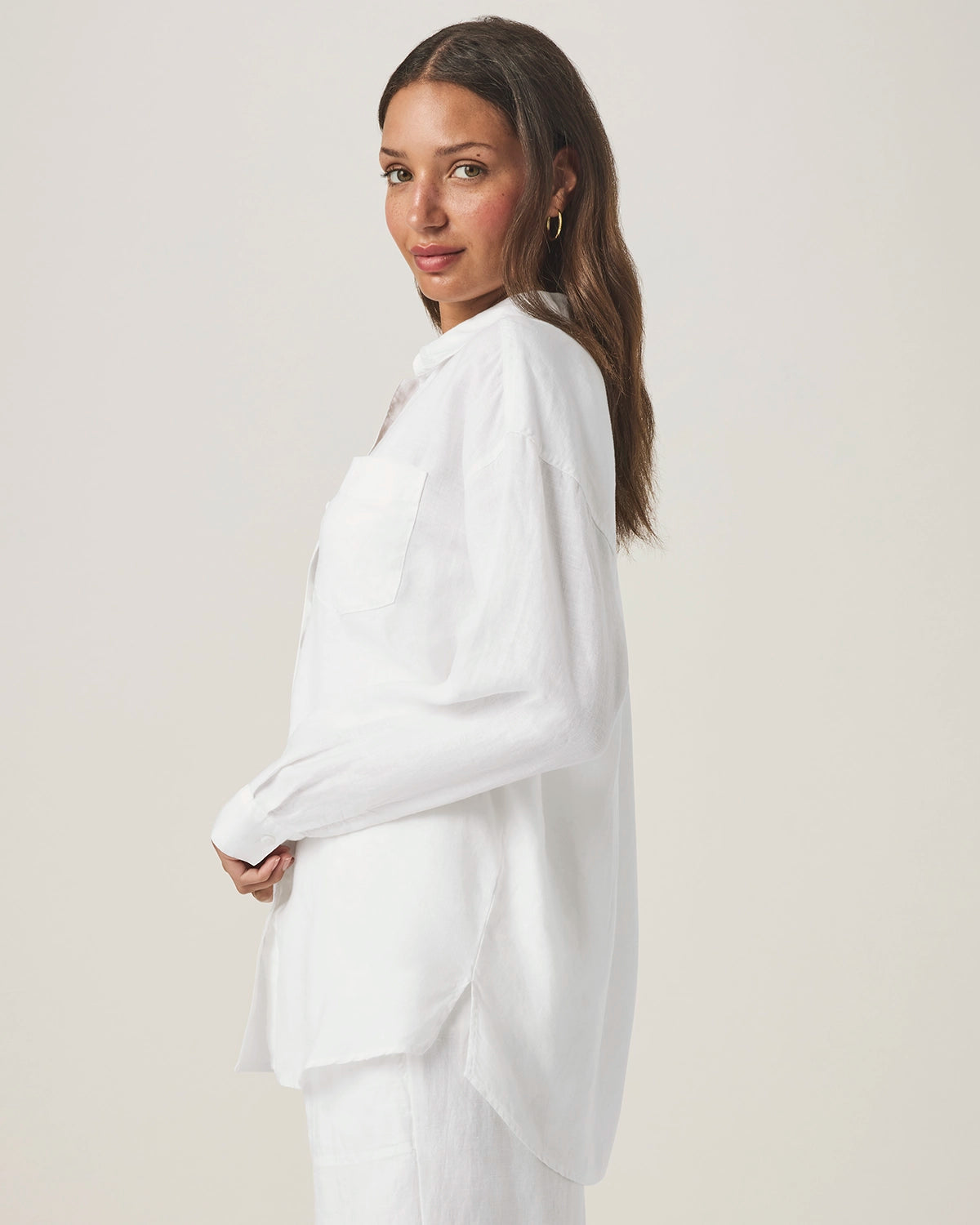 Splendid | Stella Linen Button Down - White