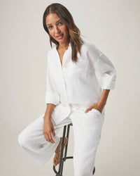 Splendid | Stella Linen Button Down - White