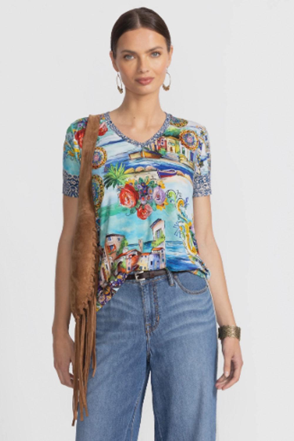 JOHNNY WAS | THE JANIE FAVORITE SS V-NECK SWING TEE T15325-5