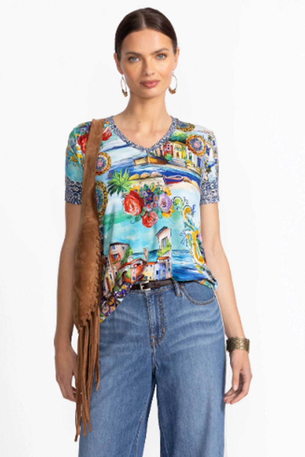 JOHNNY WAS | THE JANIE FAVORITE SS V-NECK SWING TEE T15325-5