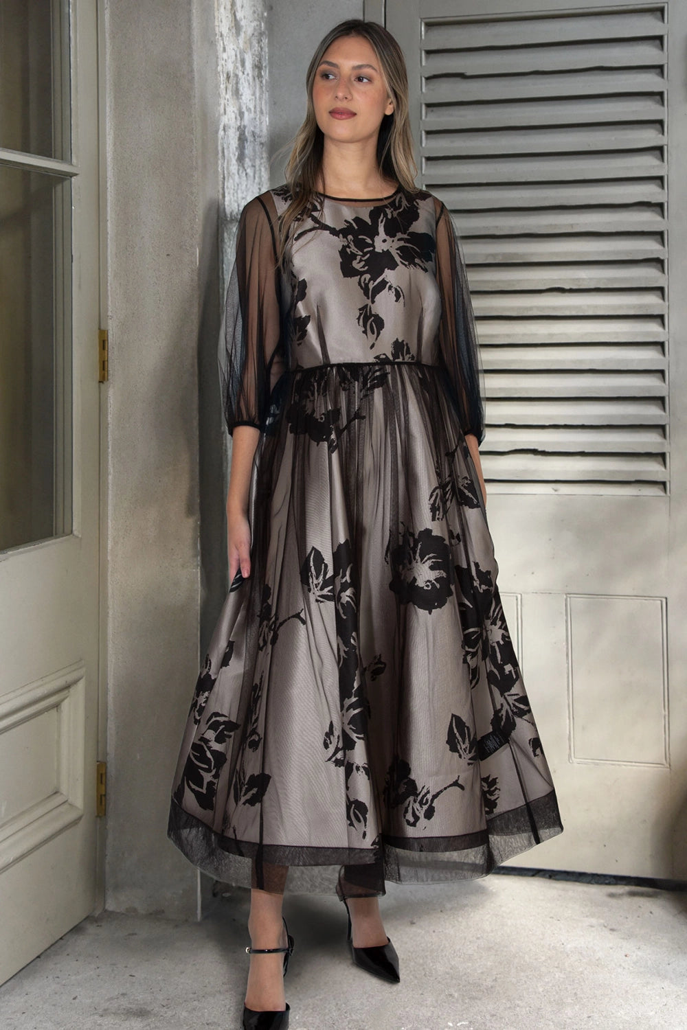 TRELISE COOPER | LAST GLAM STANDING DRESS - TAUPE/BLACK