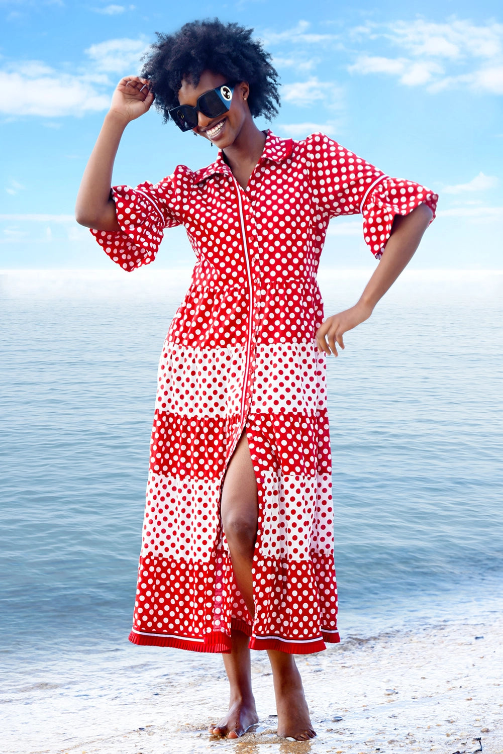 TRELISE COOPER | FLIRTY SHIRTY DRESS - RED/WHITE
