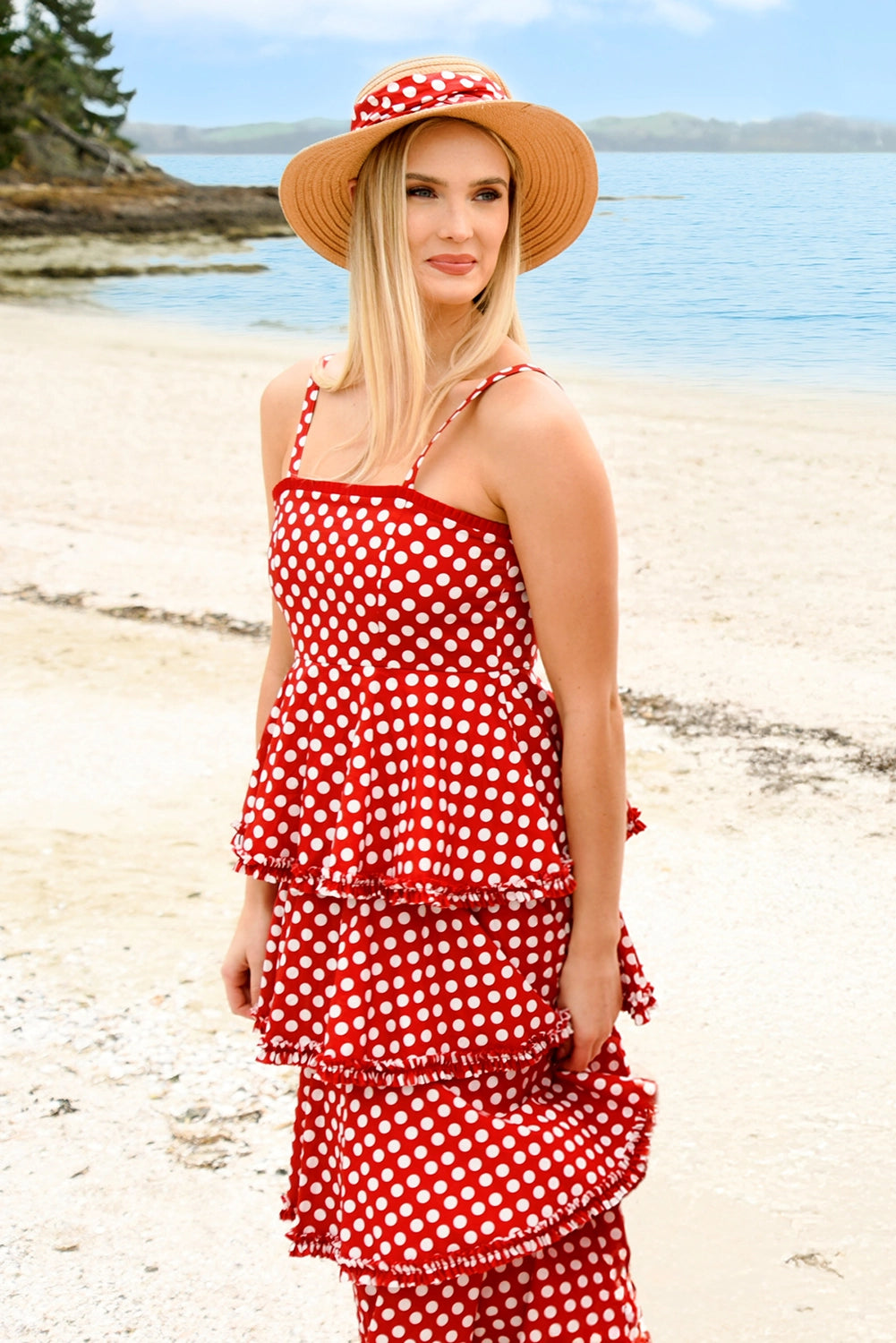 TRELISE COOPER | TIME TO FLOUNCE DRESS - RED/WHITE