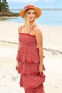 TRELISE COOPER | TIME TO FLOUNCE DRESS - RED/WHITE