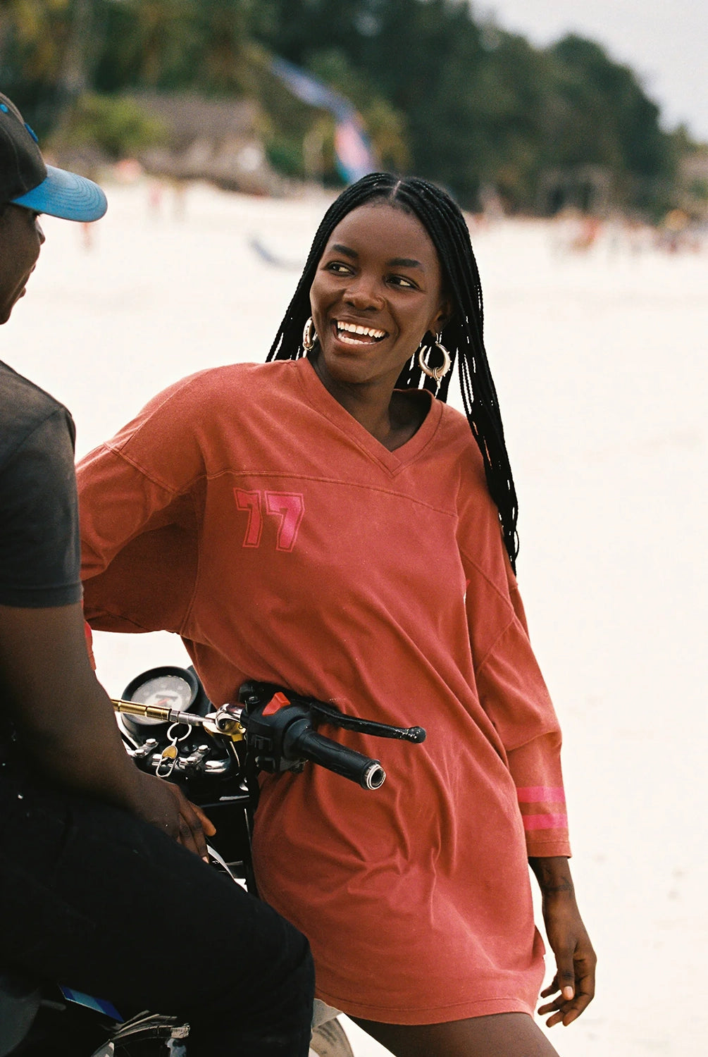 Shop Kinga Csilla Team KC Tee Dress in washed cotton with sporty stripe sleeves, relaxed V-neck and oversized fit at Hollie Rose. Free Shipping, Afterpay & ZipPay.
