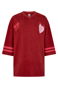 Shop Kinga Csilla Team KC Tee Dress in washed cotton with sporty stripe sleeves, relaxed V-neck and oversized fit at Hollie Rose. Free Shipping, Afterpay & ZipPay.
