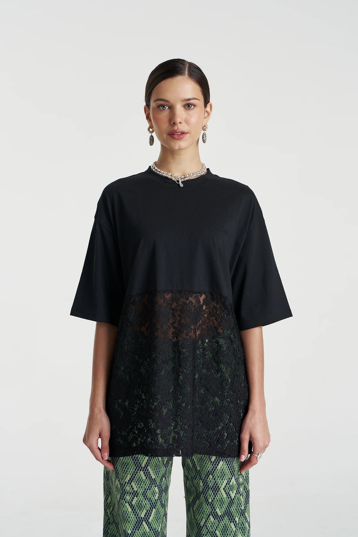 SUMMI SUMMI | LACE PANEL TEE - BLACK