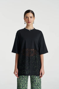 SUMMI SUMMI | LACE PANEL TEE - BLACK