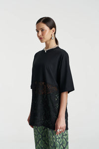 SUMMI SUMMI | LACE PANEL TEE - BLACK