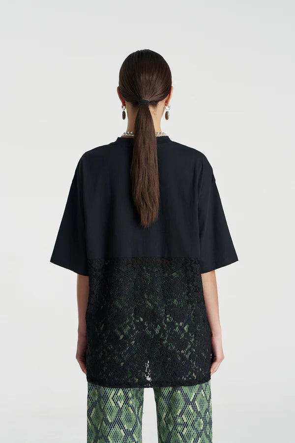 SUMMI SUMMI | LACE PANEL TEE - BLACK