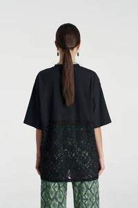 SUMMI SUMMI | LACE PANEL TEE - BLACK