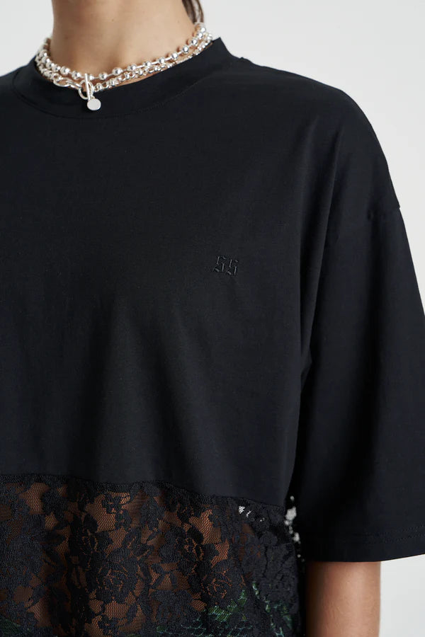 SUMMI SUMMI | LACE PANEL TEE - BLACK