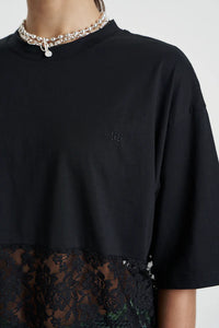 SUMMI SUMMI | LACE PANEL TEE - BLACK