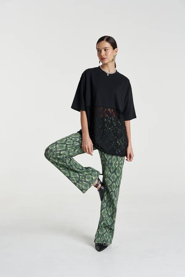 SUMMI SUMMI | LACE PANEL TEE - BLACK