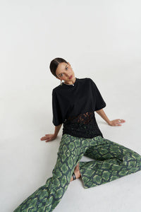 SUMMI SUMMI | LACE PANEL TEE - BLACK