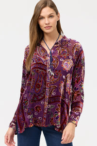 JOHNNY WAS | THE SLIM AUDREY COLLARED SHIRT - DOMITILA BURNOUT C17625-O