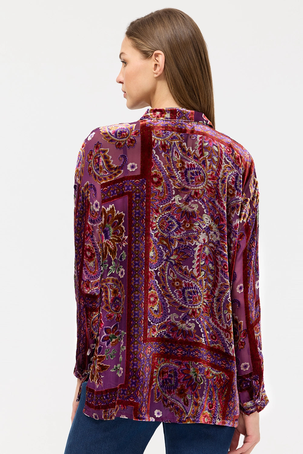 JOHNNY WAS | THE SLIM AUDREY COLLARED SHIRT - DOMITILA BURNOUT C17625-O