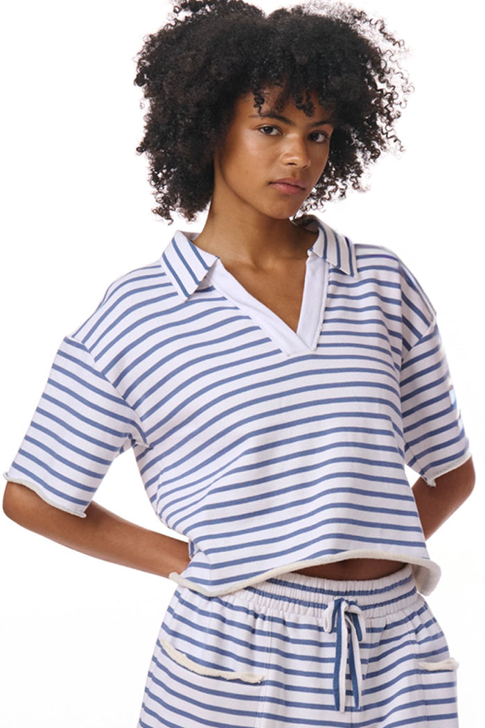 Splendid | Cassie Trry Striped Polo - White/Seaport