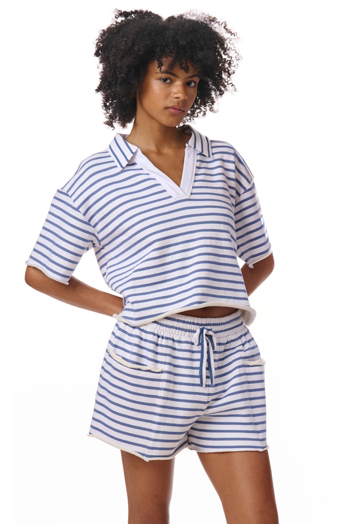 Splendid | Cassie Terry Stripe Short - White/Seaport