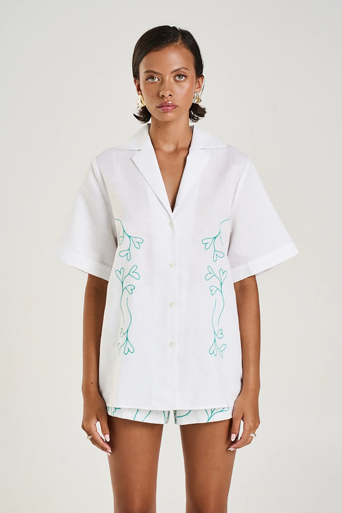 SUMMI SUMMI | COLLARED SS SHIRT - I HEART U