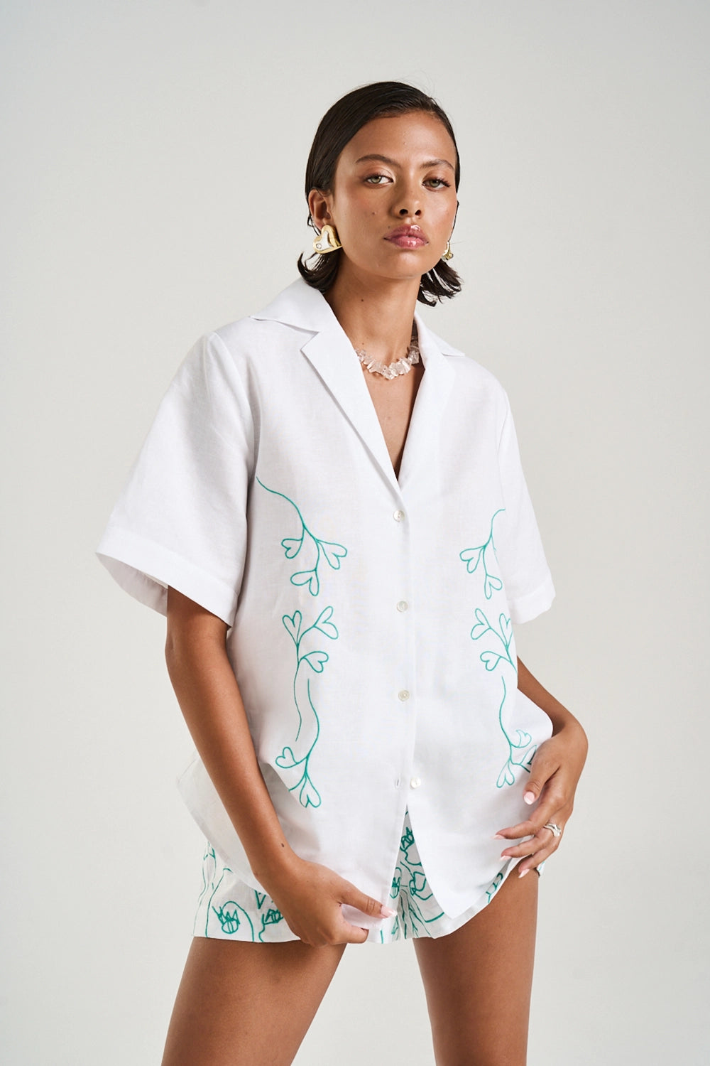 SUMMI SUMMI | COLLARED SS SHIRT - I HEART U