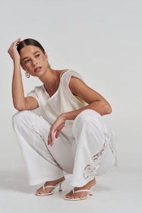 Summi Summi | Relaxed Anglaise Pant - White