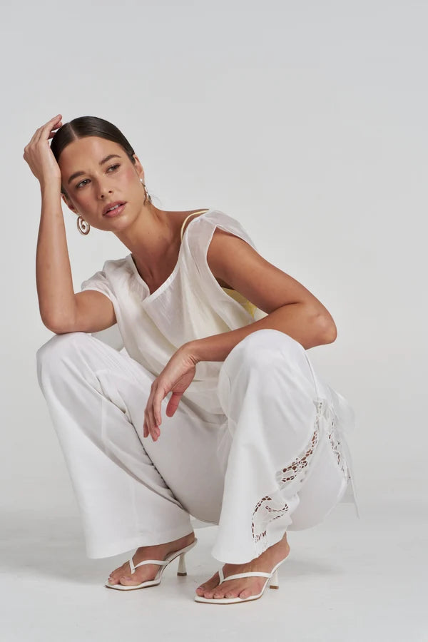 Summi Summi | Relaxed Anglaise Pant - White
