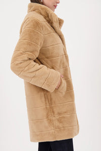 MONARI | FAKE FUR COAT WITH STRIPES - COGNAC 809690