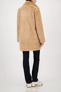 MONARI | FAKE FUR COAT WITH STRIPES - COGNAC 809690