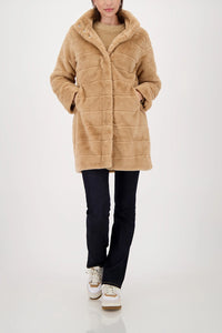 MONARI | FAKE FUR COAT WITH STRIPES - COGNAC 809690