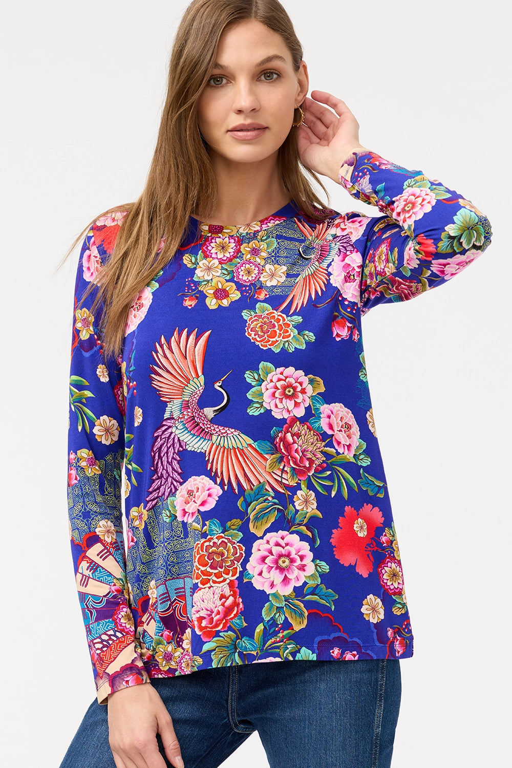 JOHNNY WAS | THE JANIE FAVORITE L/S CREW NECK FITTED - VICTORIA R16225-O