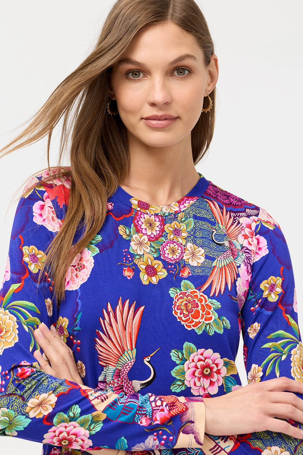 JOHNNY WAS | THE JANIE FAVORITE L/S CREW NECK FITTED - VICTORIA R16225-O