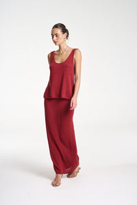 SUMMI SUMMI | KNIT MAXI SKIRT - CARMINE RED