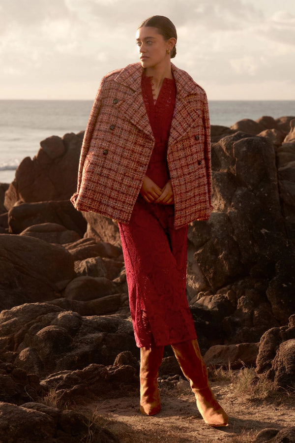 ZOE KRATZMANN |REVEL COAT | BERRY CHECK