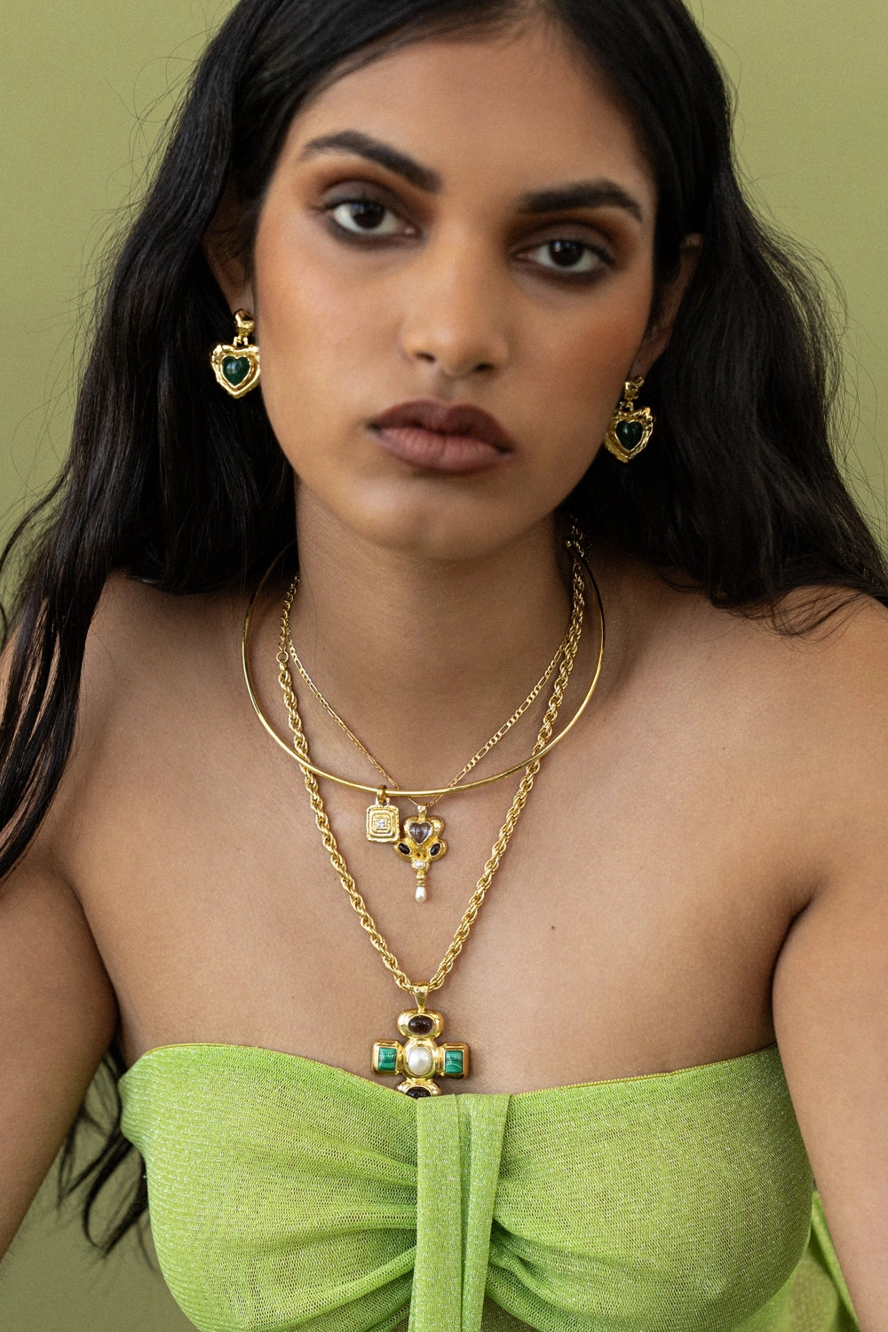 Mountain & Moon | Suri Earrings | Gold Green