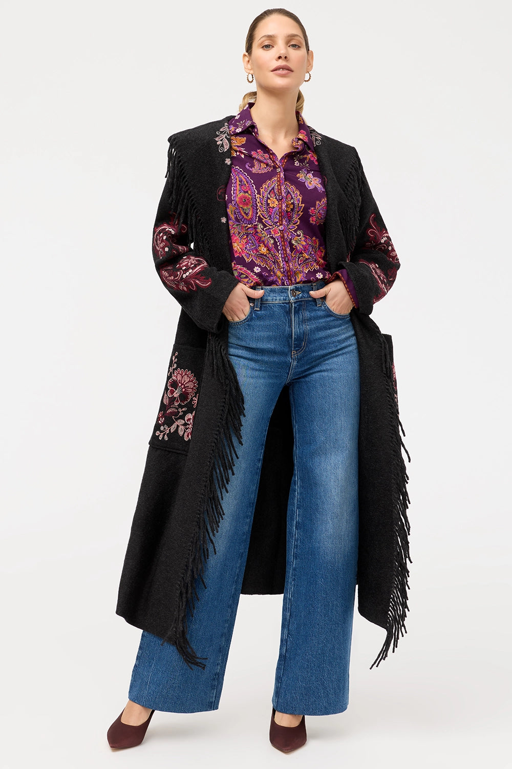 JOHNNY WAS | THE JANIE FAVORITE BUTTON FRONT SHIRT - DOMITILA SCARF T17925-O