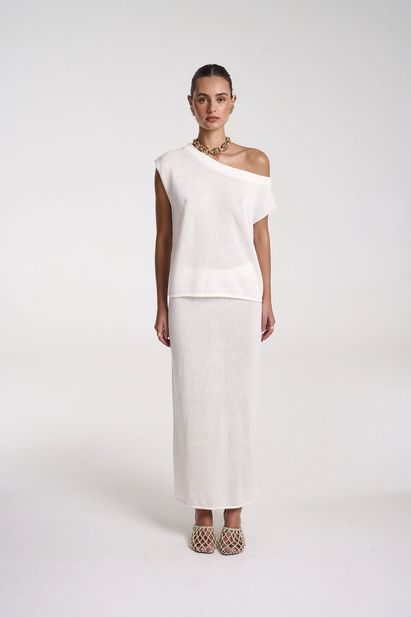 SUMMI SUMMI | KNIT MAXI SKIRT - WHITE
