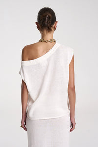 SUMMI SUMMI | KNIT OFF SHOULDER TOP - WHITE
