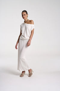 SUMMI SUMMI | KNIT OFF SHOULDER TOP - WHITE