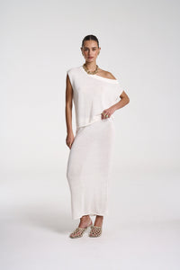 SUMMI SUMMI | KNIT OFF SHOULDER TOP - WHITE