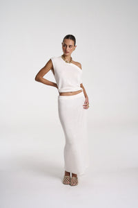 SUMMI SUMMI | KNIT OFF SHOULDER TOP - WHITE